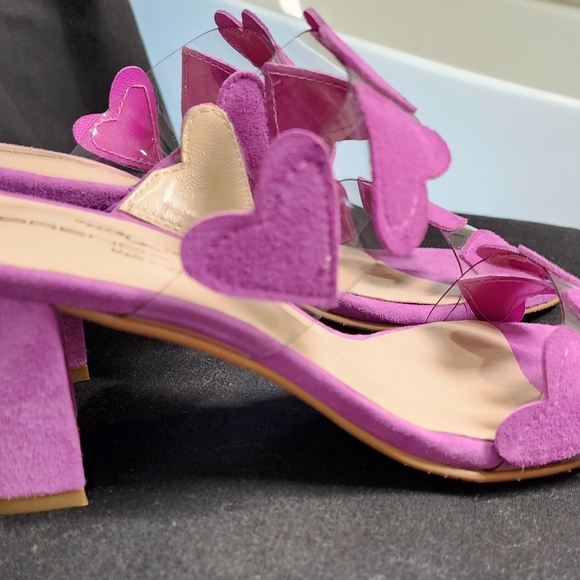 VERY SEXY!! Brenda Zaro Pink Heart Suede Slide Sandals - Picture 2 of 9